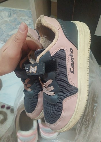 Kız Çocuk Gri Pembe Velcro Spor Ayakkabı - Görsel 2