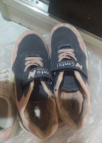 Kız Çocuk Gri Pembe Velcro Spor Ayakkabı - Görsel 4