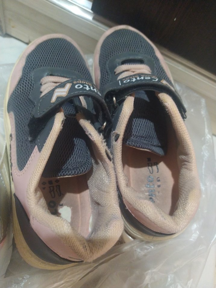 Kız Çocuk Gri Pembe Velcro Spor Ayakkabı - Görsel 5