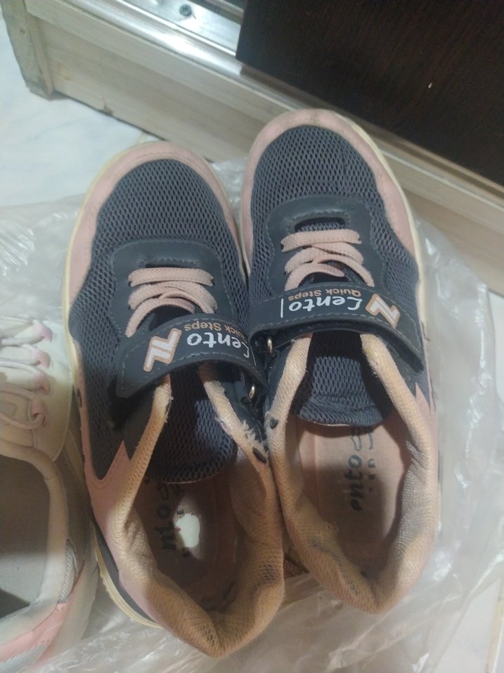 Kız Çocuk Gri Pembe Velcro Spor Ayakkabı - Görsel 4