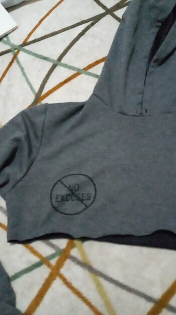 universal Beden gri Renk Crop sweatshirt crop kazak