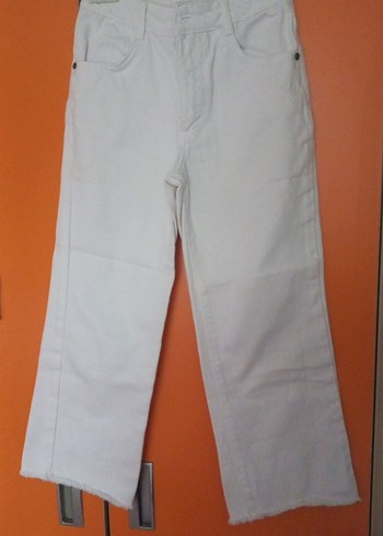Beyaz Kız Pantolonu Regular Fit Pamuk