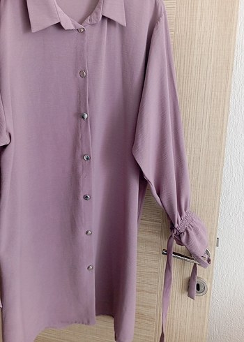 48 Beden Düğmeli koyu lila tunik