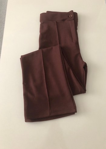 s Beden Düğmeli Kahverengi Kadın jakar Kumaş Pantolon