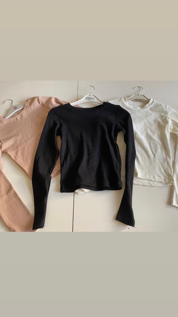 Kadın Beyaz Fitilli Uzun Kollu Triko - Görsel 4