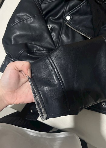 Siyah Deri Biker Ceket - Görsel 4