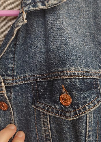 m Beden Kadın Lacivert Düğmeli Denim Ceket