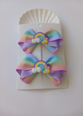 Renkli Tie-Dye Gökkuşağı Fiyonk Toka Seti
