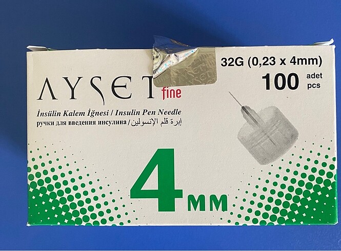 Ayset fine içinde 82 adet uç var Insülin iğnesi