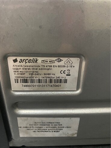 Beden Arçelik telve K3190P