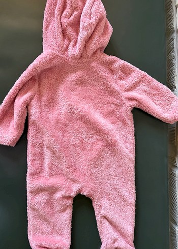 6 Ay Beden Pembe Kürklü Bebek Kız Tulumu 6-9 ay peluş tulum
