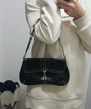 mango vintage kol altı kısa saplı baget çanta