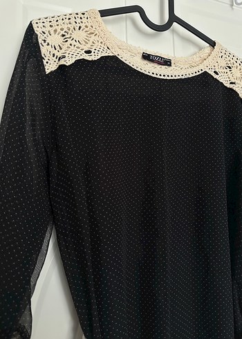 Beyaz Kemerli Siyah Midi Elbise - Görsel 2