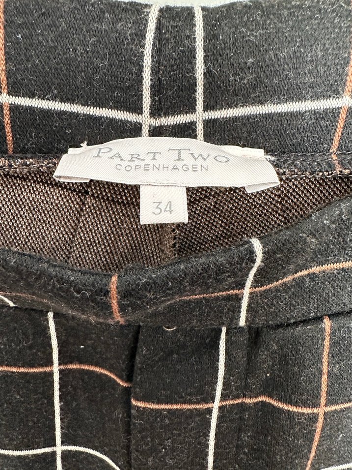 Kahverengi Ekose Kadın Kumaş Pantolon - Görsel 3