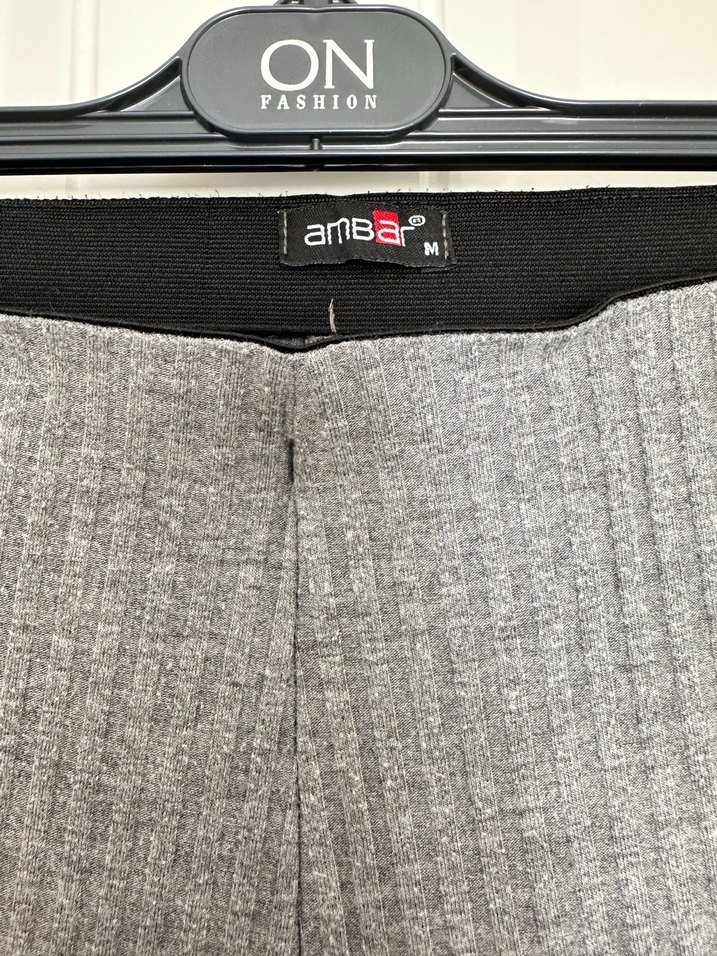 Gri Örgü Kadın Keten Pantolon - Görsel 2