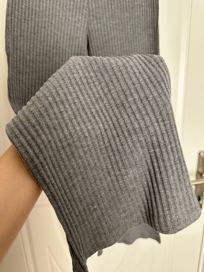 Gri Örgü Kadın Keten Pantolon - Görsel 3