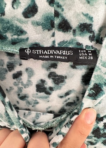 Yeşil Gri Bağlama Desenli Uzun Kollu Triko Bluz - Görsel 3