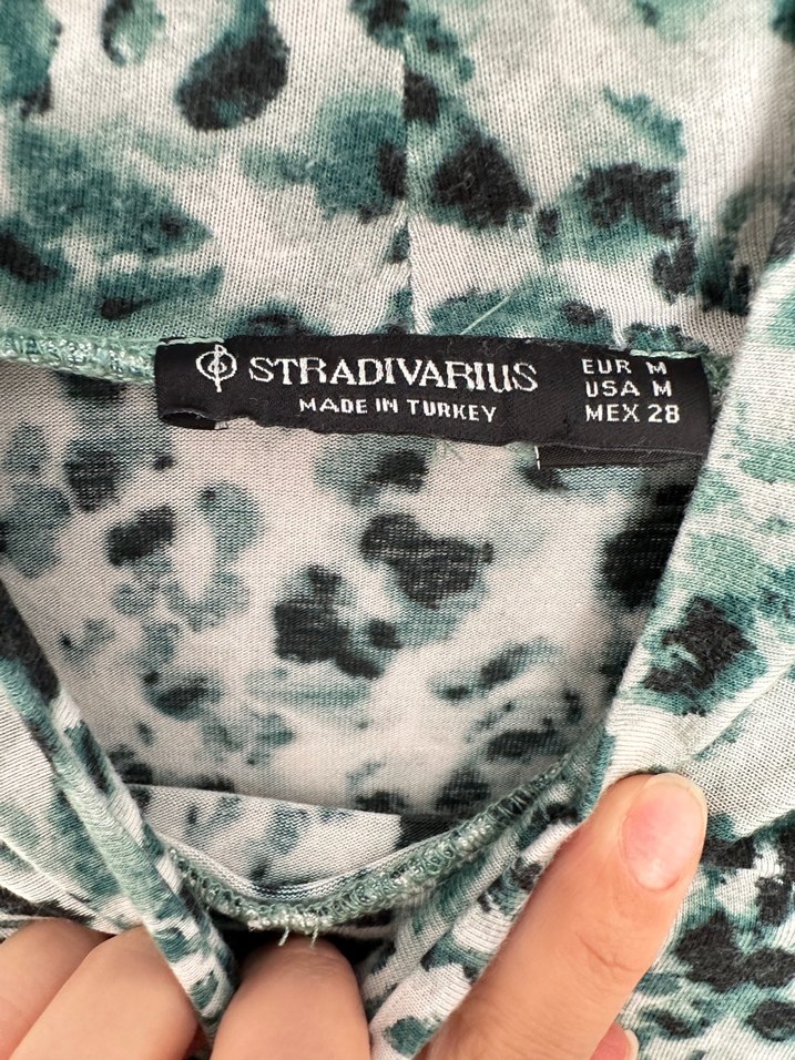 Yeşil Gri Bağlama Desenli Uzun Kollu Triko Bluz - Görsel 3