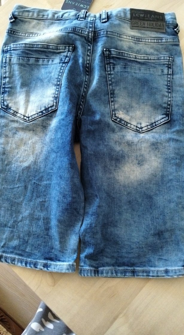 Parlak Mavi Düğmeli Erkek Denim Şort - Görsel 2