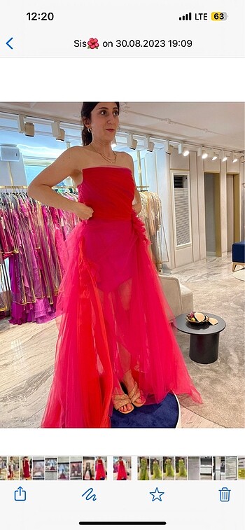 Fuşya Nar Çiçeği Kına Elbisesi - Görsel 4