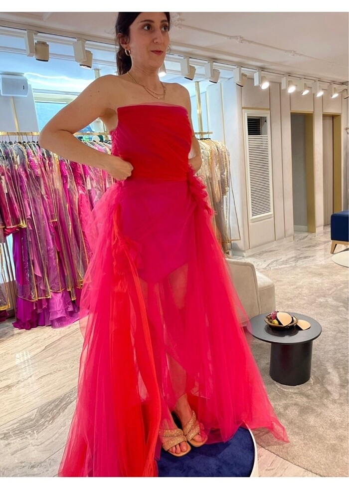 Fuşya Nar Çiçeği Kına Elbisesi - Görsel 4