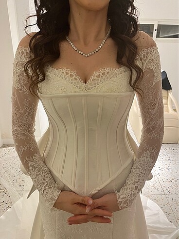 Özel Dikim Lez Fransız Dantel Balık Gelinlik - Görsel 3