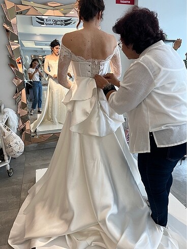 Özel Dikim Lez Fransız Dantel Balık Gelinlik - Görsel 5