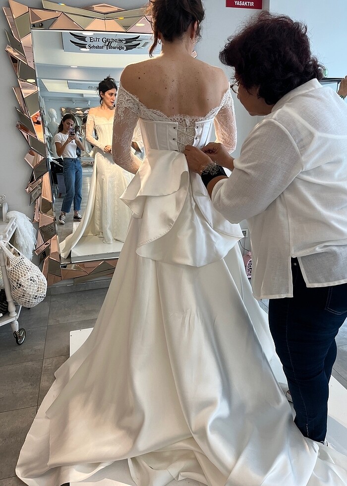 Özel Dikim Lez Fransız Dantel Balık Gelinlik - Görsel 5