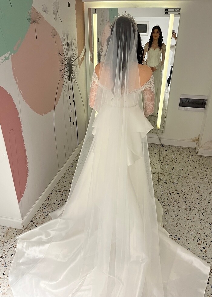 Özel Dikim Lez Fransız Dantel Balık Gelinlik - Görsel 4