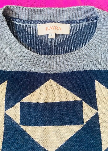 Bohem Desenli Uzun Kollu Triko Elbise - Görsel 4