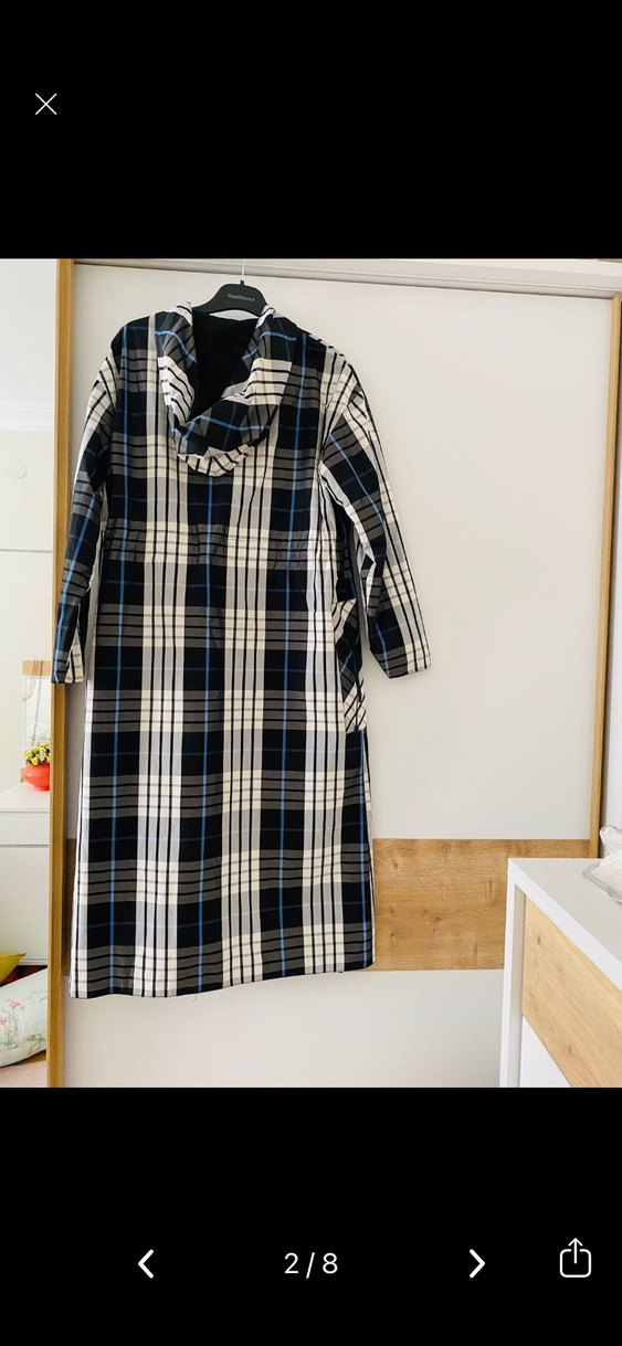 Kadın Ekoseli Uzun Kollu çift taraflı yağmurluk - Görsel 2