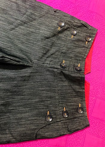 Düğmeli Gri  bermuda - Görsel 4