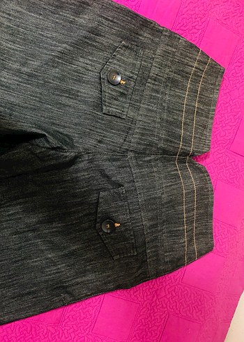 Düğmeli Gri  bermuda - Görsel 3