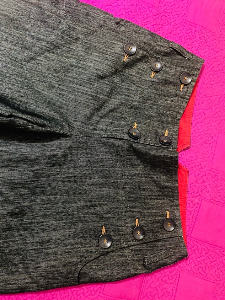 Düğmeli Gri  bermuda - Görsel 4