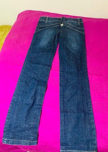 Düğmeli Mavi Midi Denim Kadın Kot Pantolon - Görsel 2