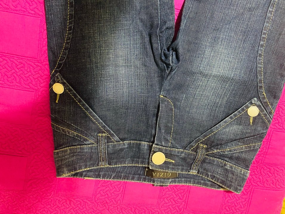 Düğmeli Mavi Midi Denim Kadın Kot Pantolon - Görsel 3