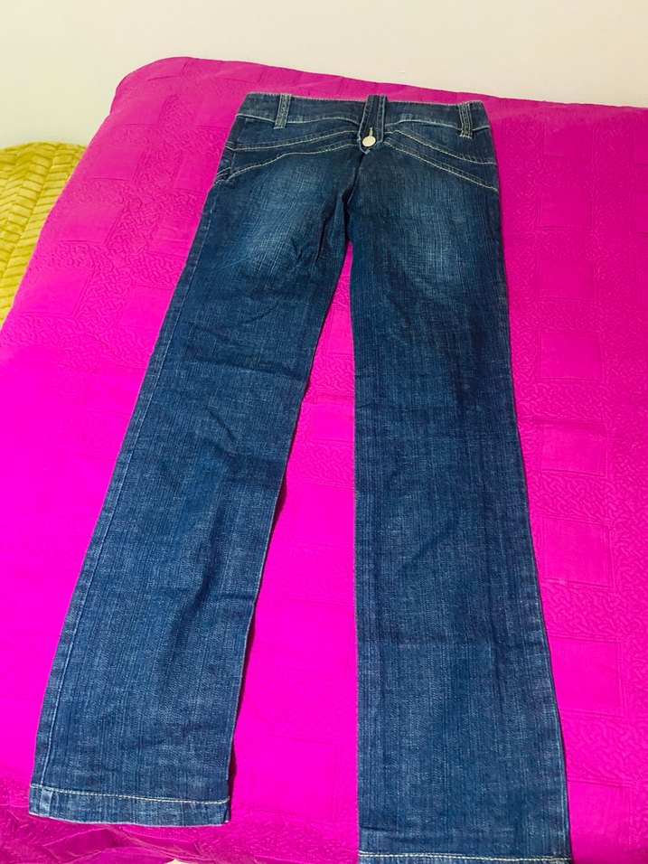 Düğmeli Mavi Midi Denim Kadın Kot Pantolon - Görsel 2