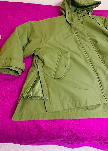 Yeşil Kapüşonlu Kadın Ceket - Görsel 5