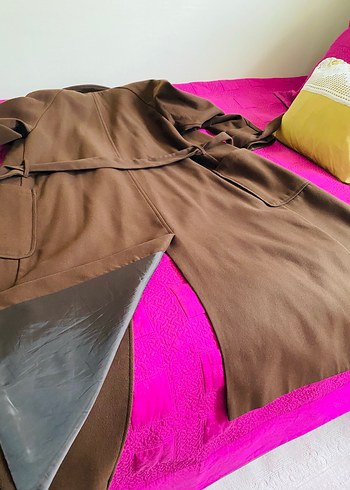 Düğmeli Kahverengi Uzun Kadın Kaban - Görsel 2