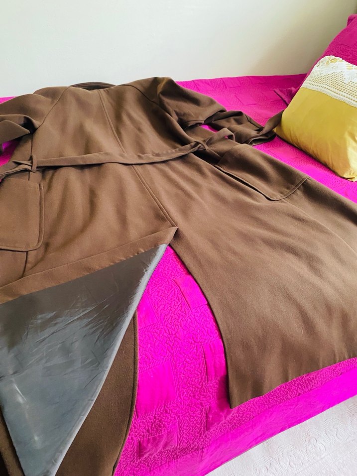 Düğmeli Kahverengi Uzun Kadın Kaban - Görsel 2