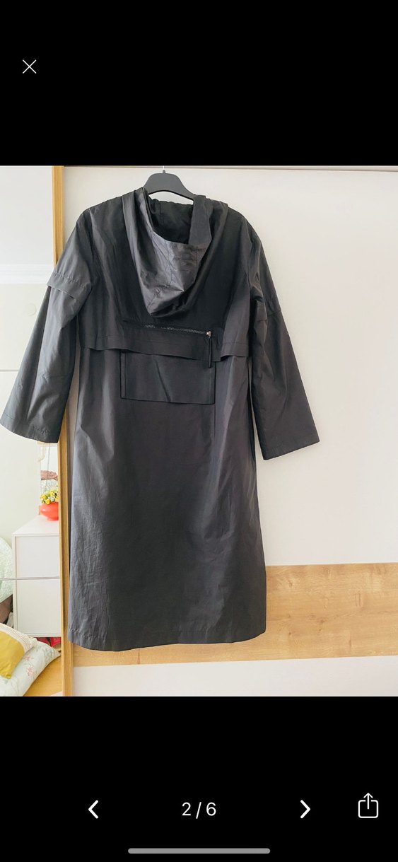 Kadın Siyah Uzun Kemerli Yağmurluk - Görsel 2