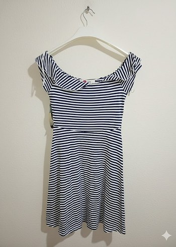 Çizgili Pilili Midi Kolsuz Elbise - Görsel 2