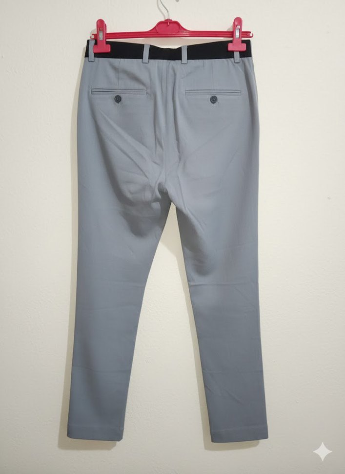 Gri Erkek Kemerli Regular Fit Pantolon - Görsel 2