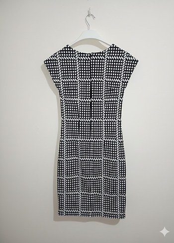 Kareli Pilili Midi Kalem Elbise - Görsel 2