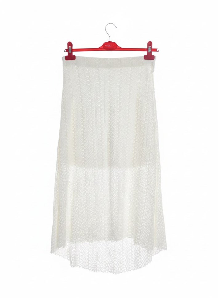 Beyaz Örgü Uzun Bohem Etek - Görsel 2