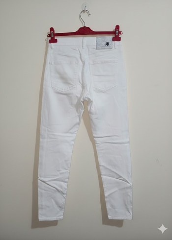 Beyaz Kadın Regular Fit Midi Kot Pantolon - Görsel 2