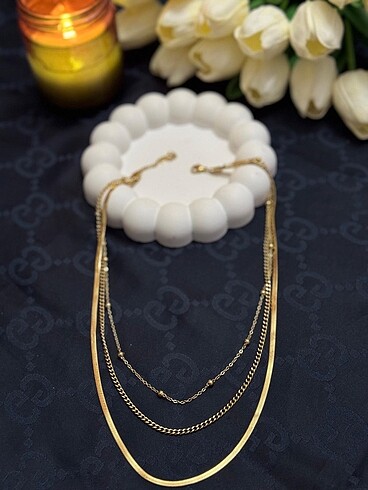 Accessorize 3 lü çelik kolye