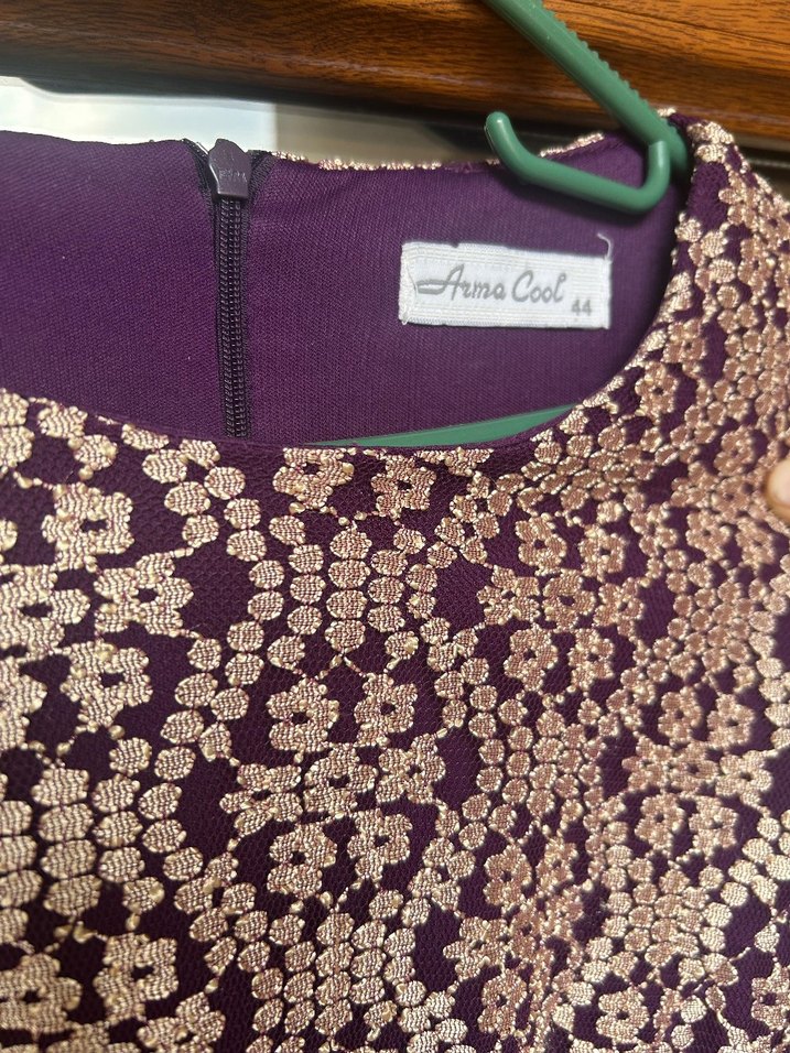 Mor Uzun Dantel Detaylı Kadın Elbise - Görsel 2