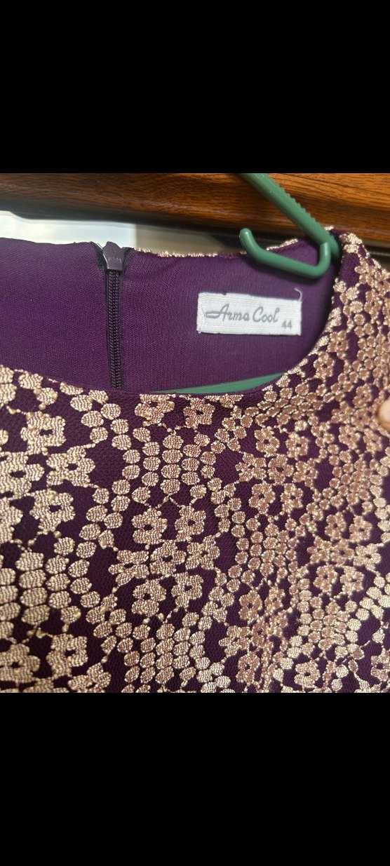 Mor Uzun Dantel Detaylı Kadın Elbise - Görsel 3