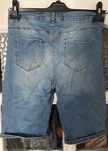 Erkek Mavi Midi Kot Şort - Görsel 2